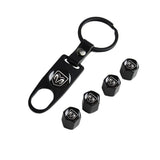DODGE RAM Car Wheel Tire Valves Dust Stem Air Caps Keychain Emblem KEY FOB Black Set - US SELLER