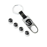 Scion Universal Car SUV Wheel Tire Valves Dust Stem Air Caps Keychain Emblem Silver Set