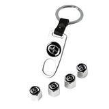 Scion Universal Car SUV Wheel Tire Valves Dust Stem Air Caps Keychain Emblem Silver Set