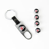 AUDI Set LOGO Emblems with Silver SLINE Keychain Tire Wheel Valves Air Caps - US SELLER