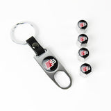 AUDI Set LOGO Emblems with Silver SLINE Tire Wheel Valves Air Caps Keychain - US SELLER