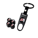 Ford Racing ST Set LOGO Emblems with Black Wheel Tire Valves Air Caps Keychain - US SELLER