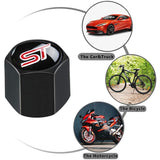 Ford Racing ST Set LOGO Emblems with Black Wheel Tire Valves Air Caps Keychain - US SELLER