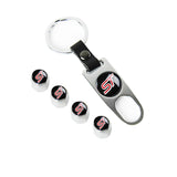 FOCUS ST Universal Car SUV Wheel Tire Valves Dust Stem Air Caps Keychain Emblem Silver Set