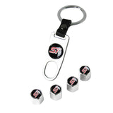 Ford Racing ST Set LOGO Emblems with Silver Keychain Tire Wheel Valves Air Caps - US SELLER