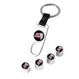 Ford Racing ST Set LOGO Emblems with Silver Tire Wheel Valves Air Caps Keychain - US SELLER