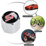 Ford Racing ST Set LOGO Emblems with Silver Tire Wheel Valves Air Caps Keychain - US SELLER