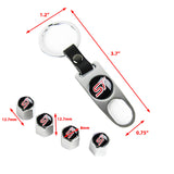 Ford Racing ST Set LOGO Emblems with Silver Tire Wheel Valves Air Caps Keychain - US SELLER