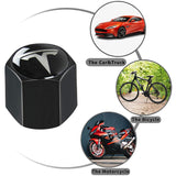 TESLA Set LOGO Emblems with Black Wheel Tire Valves Air Caps Keychain - US SELLER