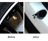 TESLA Universal Car SUV Wheel Tire Valves Dust Stem Air Caps Keychain Emblem Black Set