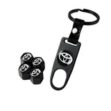 Toyota LOGO Set Emblems with Keychain Tire Wheel Valves Air Caps - US SELLER