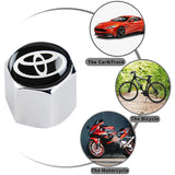 Toyota Set LOGO Emblems with Keychain Tire Wheel Valves Silver Air Caps - US SELLER