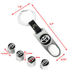 Toyota Set LOGO Emblems with Keychain Tire Wheel Valves Silver Air Caps - US SELLER