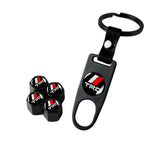 TRD TOYOTA Black Set Universal Car SUV Wheel Tire Valves Dust Stem Air Caps Keychain Emblem