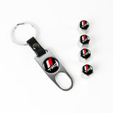 Toyota TRD Set LOGO Emblems with Silver Tire Wheel Valves Air Caps Keychain - US SELLER