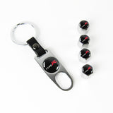 TYPE R Logo Honda Civic Car Wheel Tire Valves Dust Stem Air Caps Keychain Emblem KEY FOB Silver Set - US SELLER