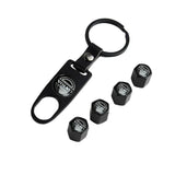 VOLVO LOGO Set Emblems with Black Keychain Wheel Tire Valves Air Caps - US SELLER