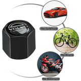 VOLVO Car Wheel Tire Valves Dust Stem Air Caps Keychain Emblem KEY FOB Black Set - US SELLER