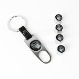 VOLVO Set LOGO Emblems with Silver Keychain Tire Valves Wheel Air Caps - US SELLER