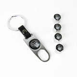 VOLVO Set LOGO Emblems with Silver Keychain Wheel Tire Valves Air Caps - US SELLER
