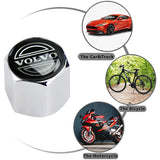 VOLVO Car Wheel Tire Valves Dust Stem Air Caps Keychain Emblem KEY FOB Silver Set - US SELLER