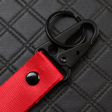 For JEEP Racing Universal Keychain Metal Key Ring Hook Strap Red Nylon Lanyard x2