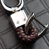 Honda Small Brown BV Style Calf Leather Keychain (Red H)