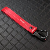 Nissan Set Red Keychain Metal Key Ring with Black Carbon Fiber Look Seat Belt Covers