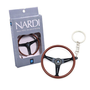 New NARDI ND Keychain Keyring Classic Steering Wheel Wood Black Spokes