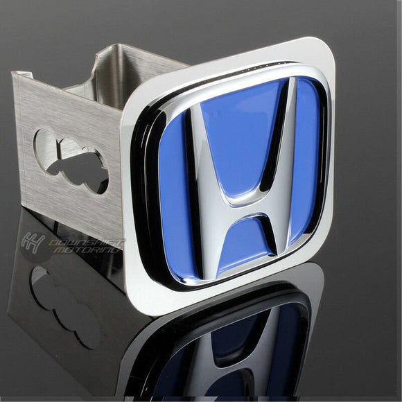 Blue HONDA Logo Stainless Steel Hitch Cover Plug Cap For 2