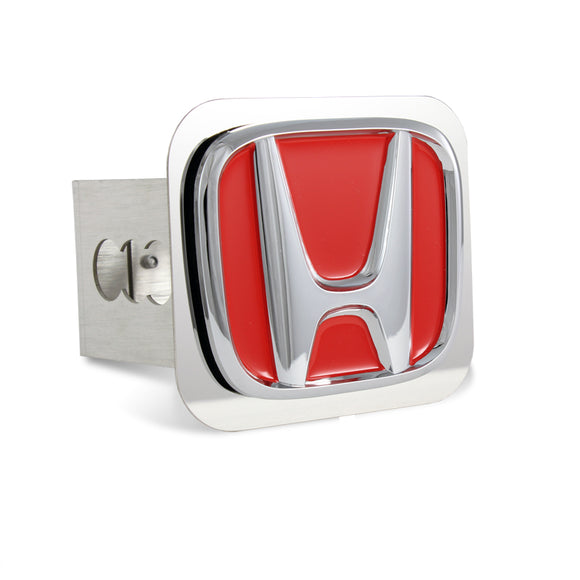 Red HONDA Logo Stainless Steel Hitch Cover Plug Cap For 2