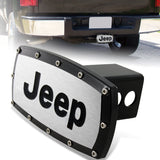 Black JEEP Engraved Billet Hitch Cover Plug Cap For 2" Trailer Receiver with ALLEN BOLTS DESIGN