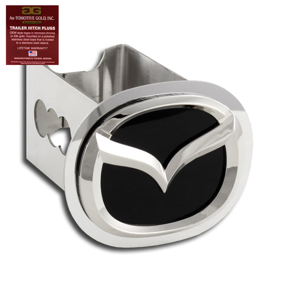 Mazda 3D Engraved Billet Logo Polished Stainless Steel Hitch Cover Plug Cap For 2