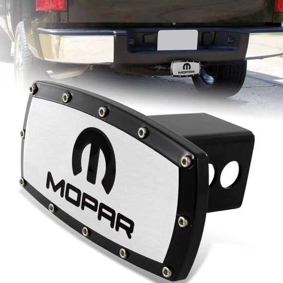 Black MOPAR Engraved Billet Hitch Cover Plug Cap For 2