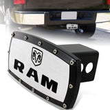 Black DODGE RAM Engraved Billet LOGO Hitch Cover Plug Cap For 2" Trailer Receiver with ALLEN BOLTS DESIGN