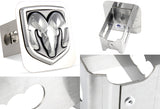 Chrome 3D DODGE RAM Engraved Billet LOGO Stainless Steel Hitch Cover Plug Cap For 2" Trailer Receiver