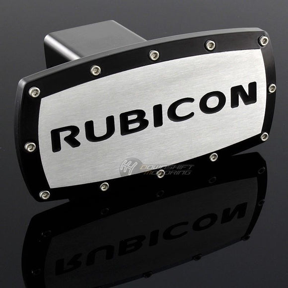Black JEEP RUBICON Engraved Billet Hitch Cover Plug Cap For 2