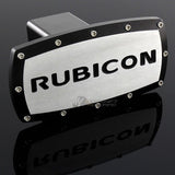 Black JEEP RUBICON Engraved Billet Hitch Cover Plug Cap For 2" Trailer Receiver with ALLEN BOLTS DESIGN