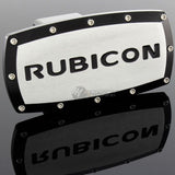 Black JEEP RUBICON Engraved Billet Hitch Cover Plug Cap For 2" Trailer Receiver with ALLEN BOLTS DESIGN