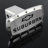 CHEVROLET SUBURBAN CHEVY LOGO Engraved Billet Hitch Cover Plug Cap For 2" Trailer Receiver with ALLEN BOLTS DESIGN