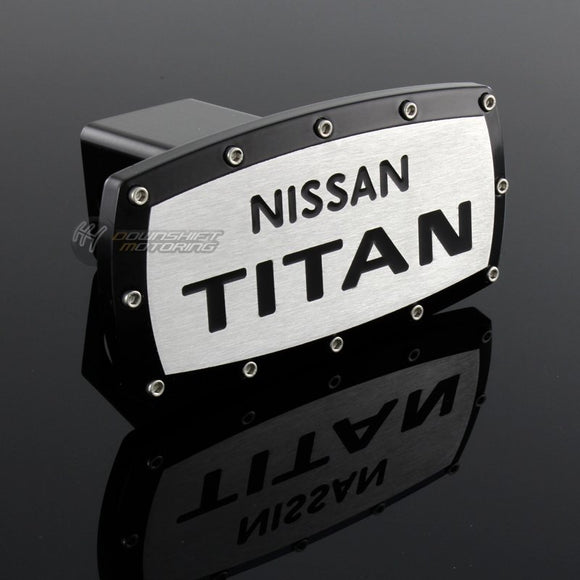 Black NISSAN TITAN LOGO Engraved Billet Hitch Cover Plug Cap For 2