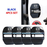 Black DODGE Stainless Steel Door Lock Door Striker Buckle Lock Protective Cover Set - 4 pcs