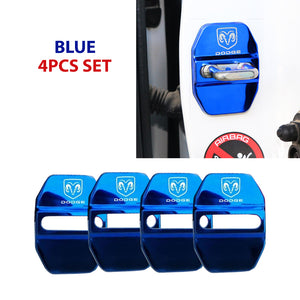 Blue DODGE Stainless Steel Door Lock Door Striker Buckle Lock Protective Cover Set - 4 pcs
