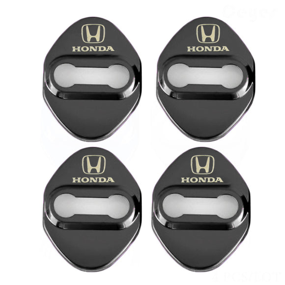 Honda Civic Accord CR-V Black Stainless Steel Door Lock Door Striker Cover Set of 4