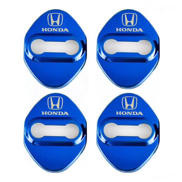 Honda Civic Accord CR-V Blue Stainless Steel Door Lock Door Striker Cover Set of 4
