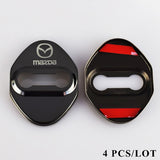 Black Mazda Stainless Steel Door Lock Door Striker Buckle Lock Protective Cover Set - 4 pcs