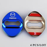 Blue Mazda Stainless Steel Door Lock Door Striker Buckle Lock Protective Cover Set - 4 pcs