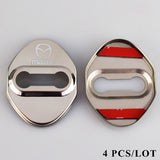 Silver Mazda Stainless Steel Door Lock Door Striker Buckle Lock Protective Cover Set - 4 pcs