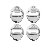 Silver Mazda Stainless Steel Door Lock Door Striker Buckle Lock Protective Cover Set - 4 pcs