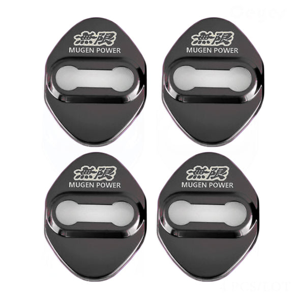 Black Mugen Stainless Steel Door Lock Door Striker Buckle Lock Protective Cover Set - 4 pcs